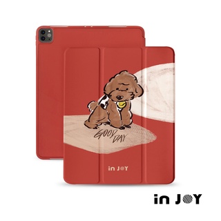 INJOY｜iPad 12.9/Air5/iPad 9/mini 5系列 焦糖貴賓犬皮革平板保護套
