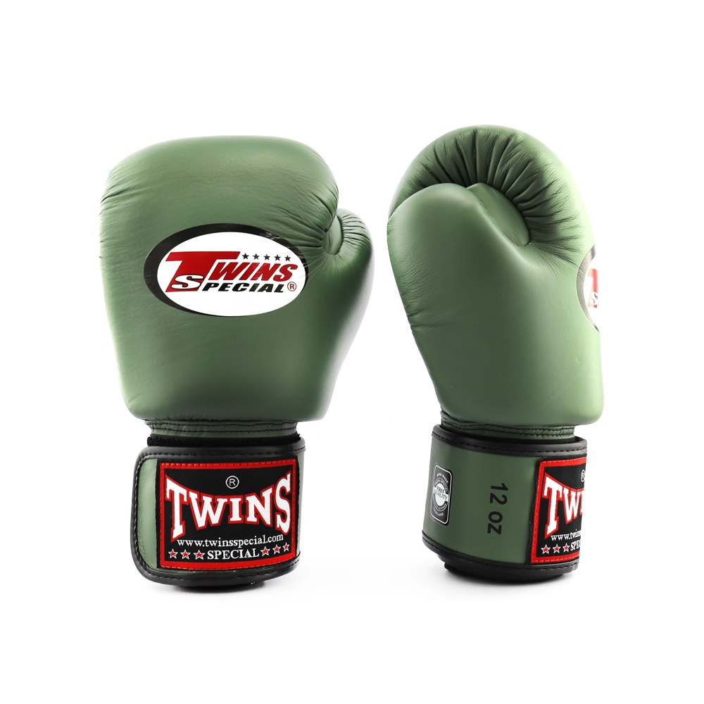 【TMMA】TWINS 亮色經典 真皮拳套 拳套 拳擊 泰拳 MMA - 橄欖綠 - BGVL3