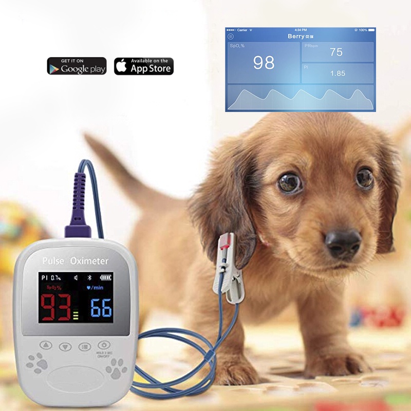 動物醫院專用寵物血氧儀 PetO2 動物脈搏血氧機 可藍芽連線手機測量動物血氧濃度 vet oximeter