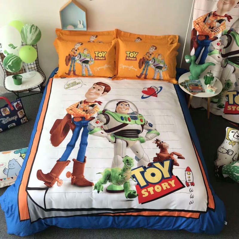 現貨❤️玩具總動員 胡迪 巴斯光年 暴暴龍 紅心 床單 床包 床包四件組 床包組 床罩