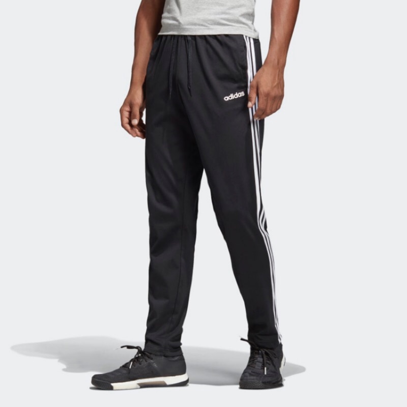 【NoFake】Adidas 男生 ESS 3S T PNT SJ 窄版無縮口 三線運動長褲 百搭款 黑色-DU0456