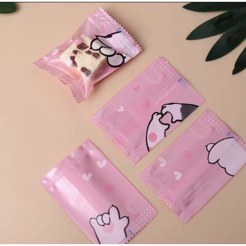 超Q 粉色貓爪款 一組有四種款式 7*10/5.5*8.5 雪Q餅包裝袋 餅乾包裝袋 牛軋糖包裝袋