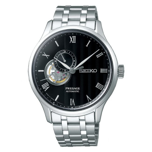 Seiko 精工錶 Presage 4R39-00W0D(SSA377J1) 竹苑開芯鏤空小秒針機械腕錶/黑面 42mm