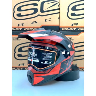 任我行騎士部品 SOL SS2P 越野帽 全罩 多功能帽 內藏墨鏡 安全帽 太空漫遊 消光黑紅 SS-2P