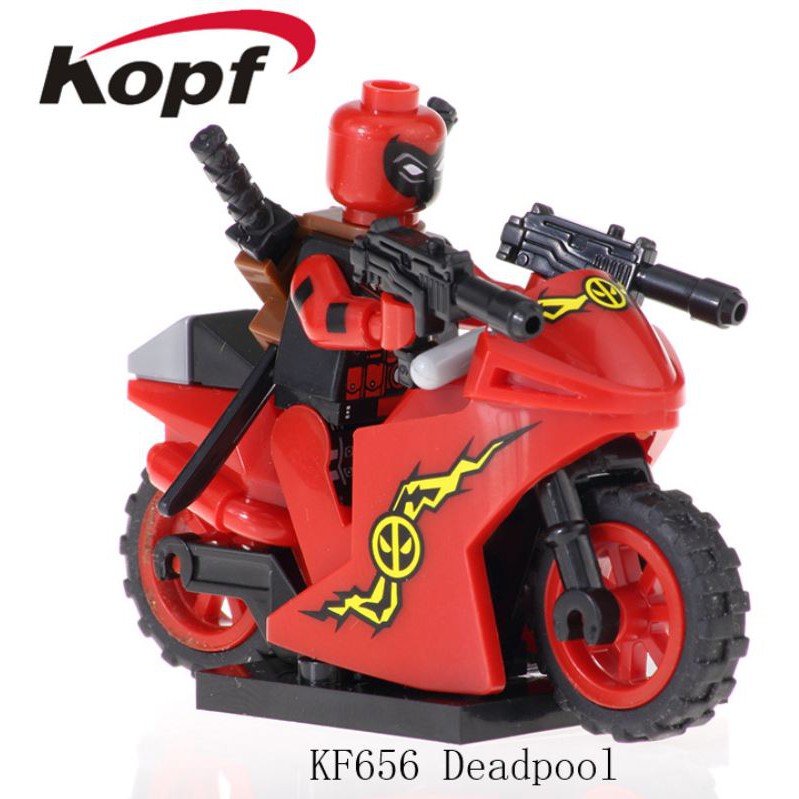【台中老頑童玩具屋】KF656 科峰袋裝積木人偶 復仇者聯盟 超級英雄 死侍騎摩托車