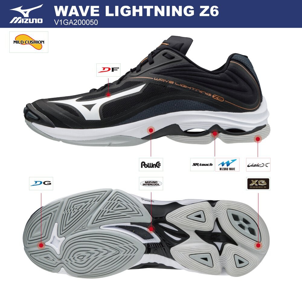 【時代體育】MIZUNO 美津濃 WAVE LIGHTNING Z6 排球鞋 V1GA200050 / # 27CM號