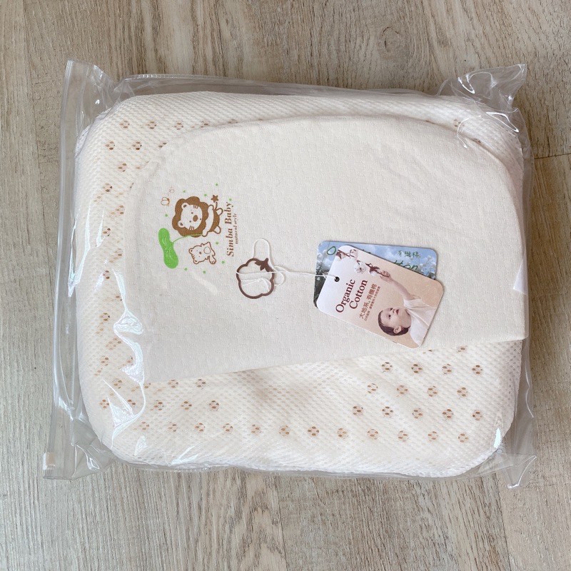小獅王辛巴 有機純棉嬰兒枕頭枕套天然乳膠枕 可拆洗寶寶頭型塑型枕 有機純棉枕套透氣