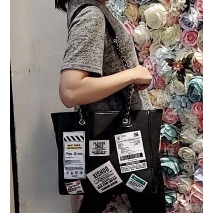 韓國 拼貼風 貼布 兩用包 手提 斜背 帆布拼合成皮