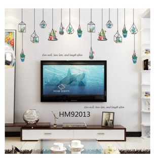 【MIA小鋪】仙人掌 盆栽 吊籃 玄關 無痕 壁貼(HM92013)(60*90CM)