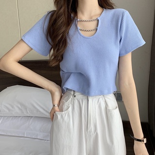 短款t恤女裝韓版短袖上衣夏季設計感穿搭高腰修身顯瘦甜辣妹風