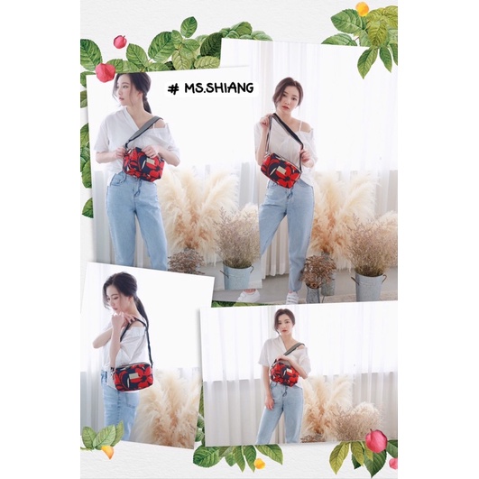 MS.SHIANG★紅楓葉·條紋背帶·多彩斜跨包🌈