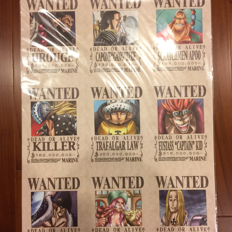 One Piece 海賊王超新星最兇惡世代懸賞單手配書明信片金證日版 蝦皮購物