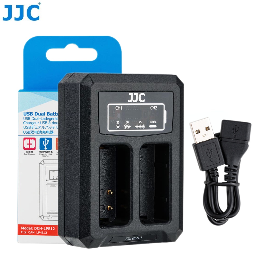 JJC LP-E12電池充電器 佳能EOS M50 Mark II M200 M100 M10 SX70HS G1X適用