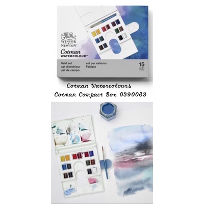 WINSOR&amp;NEWTON 0390083 cotman set 寫生套裝 附筆 塊狀水彩 14色 調色盤 溫莎牛頓