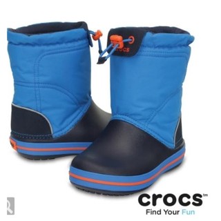 CRO002 Crocs™ 卡駱馳 卡駱班 兒童洛基雨靴-海洋藍/深藍色