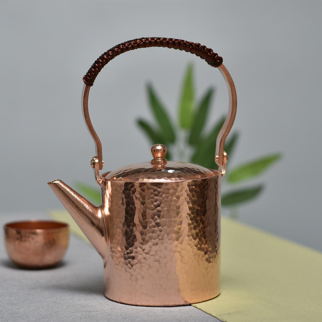 純手工捶打銅壺純銅茶壺加厚紫銅壺家用燒水泡茶壺銅製品茶具