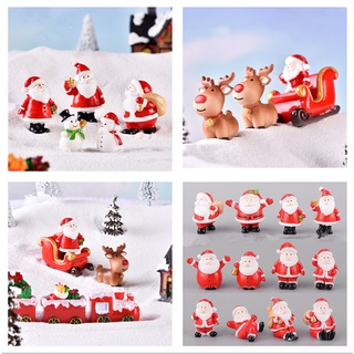 聖誕麋鹿聖誕老人雪橇鹿車機車馬車微景觀雪人擺件聖誕擺件仙女迷你公仔小雕像