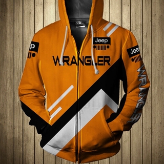 JEEP WRANGLER 新款搞笑連帽衫拉鍊男士吉普牧馬人 3D 列印連帽衫拉鍊夾克外套服裝上衣套頭衫