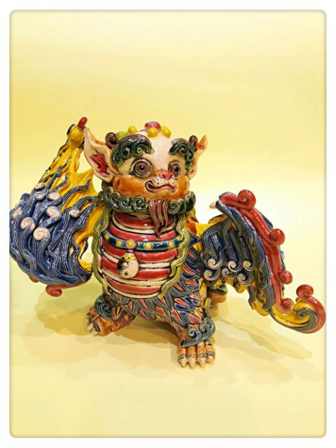 台湾 交趾焼 双獅(林 智信 作)