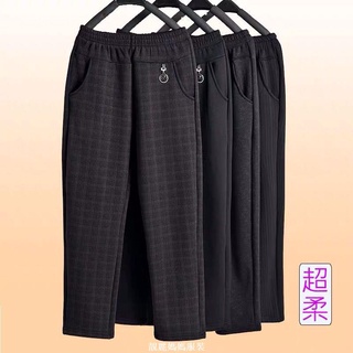 中老年媽媽褲 冬季新款加絨加厚保暖高腰大碼寬松休閑奶奶松緊女褲
