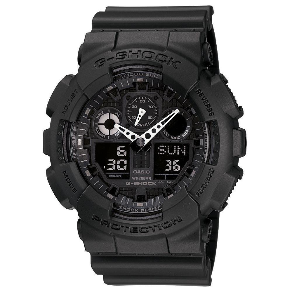 CASIO卡西歐G-SHOCK 立體感重型運動錶-隱黑色(GA-100-1A1)原廠公司貨