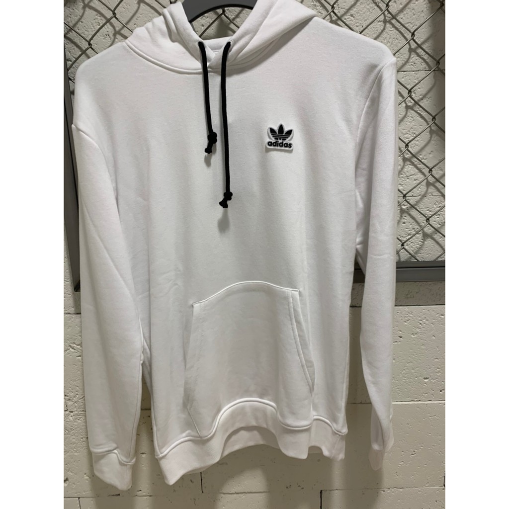 ADIDAS ORIGINALS HOODIE 刷毛 連帽T恤 小logo 男 白 帽T 穿搭 休閒 DN8046