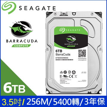 【MR3C】含稅 SEAGATE 6T 6TB ST6000DM003 BarraCuda 新梭魚 3.5吋硬碟