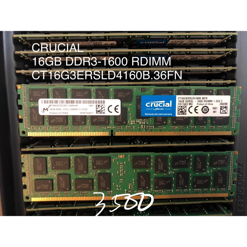 CRUCIAL 16GB DDR3-1600 RDIMM CT16G3ERSLD4160B.36FN 美光