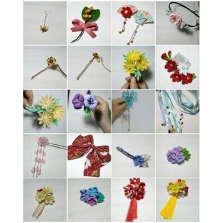 【手作無重複僅一/不定期】日本細工花簪髮飾 和服漢服 日式頭飾配飾 手作 手工布 蝴蝶結 髮夾 裝飾飾品 cos 蘿莉塔