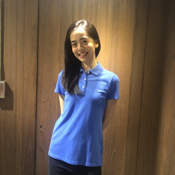 美國百分百【全新真品】Tommy Hilfiger POLO衫 TH 女 短袖 寶藍色 藍色 靛紫色 上衣 B102