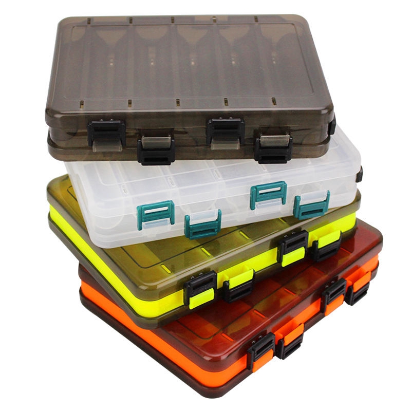 雙面路亞盒木蝦盒加厚工具盒半透明魚餌收納盒