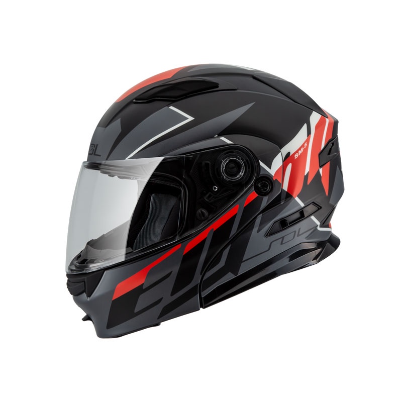 【SOL Helmets】SM-5可掀式安全帽 (裂變_消光黑/灰紅) ｜ SOL安全帽官方商城