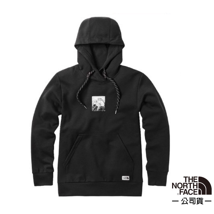 【美國 The North Face】山峰 雙口袋快乾長袖連帽T 排汗衣(皮標+雙層針織) 運動休閒 3VTH 黑 N