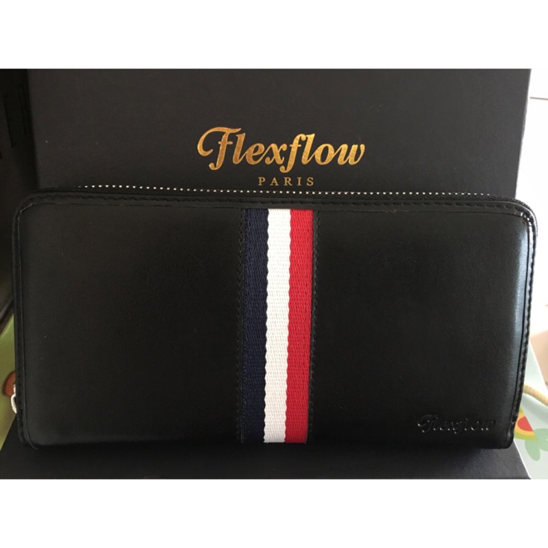 Flexflow  💜 真皮織帶拉鏈式長夾