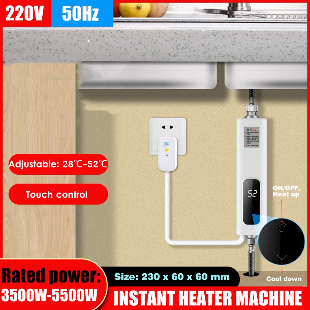 55500w 220V熱水器LED智能即熱式電熱水器溫度可調加熱器浴室淋浴廚房