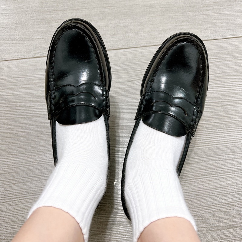 日本製 HARUTA 女款黑色樂福鞋學生鞋 cosplay角色扮演 2E窄楦低跟款 24.5cm