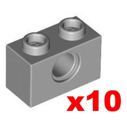 小荳樂高】LEGO 淺灰色1x2 圓孔磚塊/積木(10個) Brick Hole 4211440 3700 | 蝦皮購物