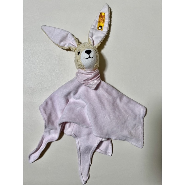 Steiff 德國金耳釦 有機棉安撫玩偶 安撫巾 嬰幼兒玩偶 有機棉兔 粉紅色