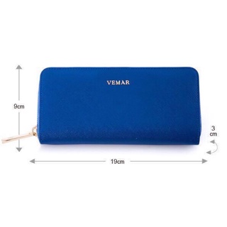 VEMAR氣質時尚系列-皮革拉鍊長夾（寶藍）