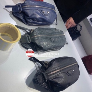 SoHoShop歐洲代購 BALENCIAGA 巴黎世家小羊皮腰包斜背包 深灰 深藍 黑