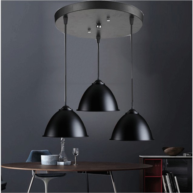 【二天到貨】鍋蓋吊燈復古3頭吊燈餐廳咖啡廳夜市店面吸頂燈美式3燈吊燈北歐鄉村風鐵藝三燈鍋蓋燈罩軌道燈愛迪生燈泡軌道吊燈