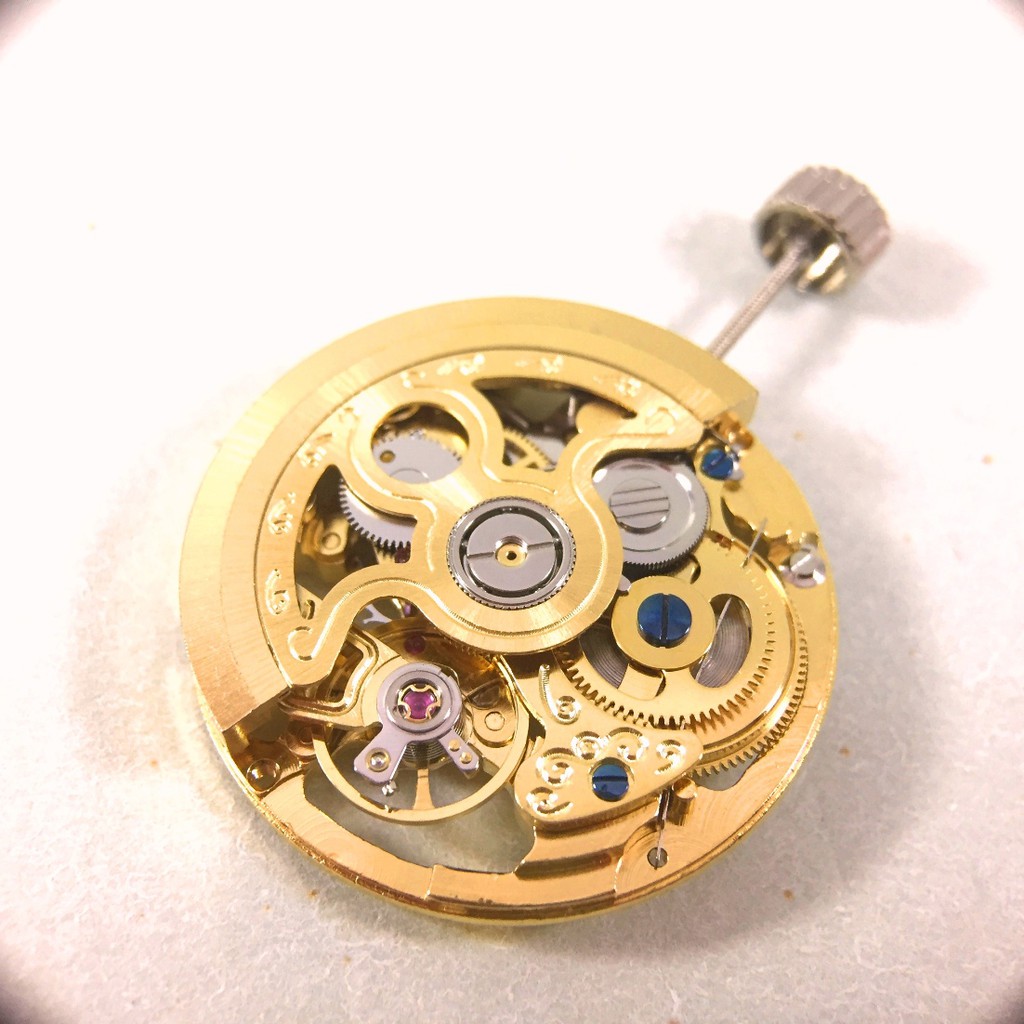 通用型 2189 手錶組裝 簍空機芯 金色 手自動上鍊 機械錶專用 機芯 3針 附龍芯 把桿 鐘錶維修 鐘錶零件