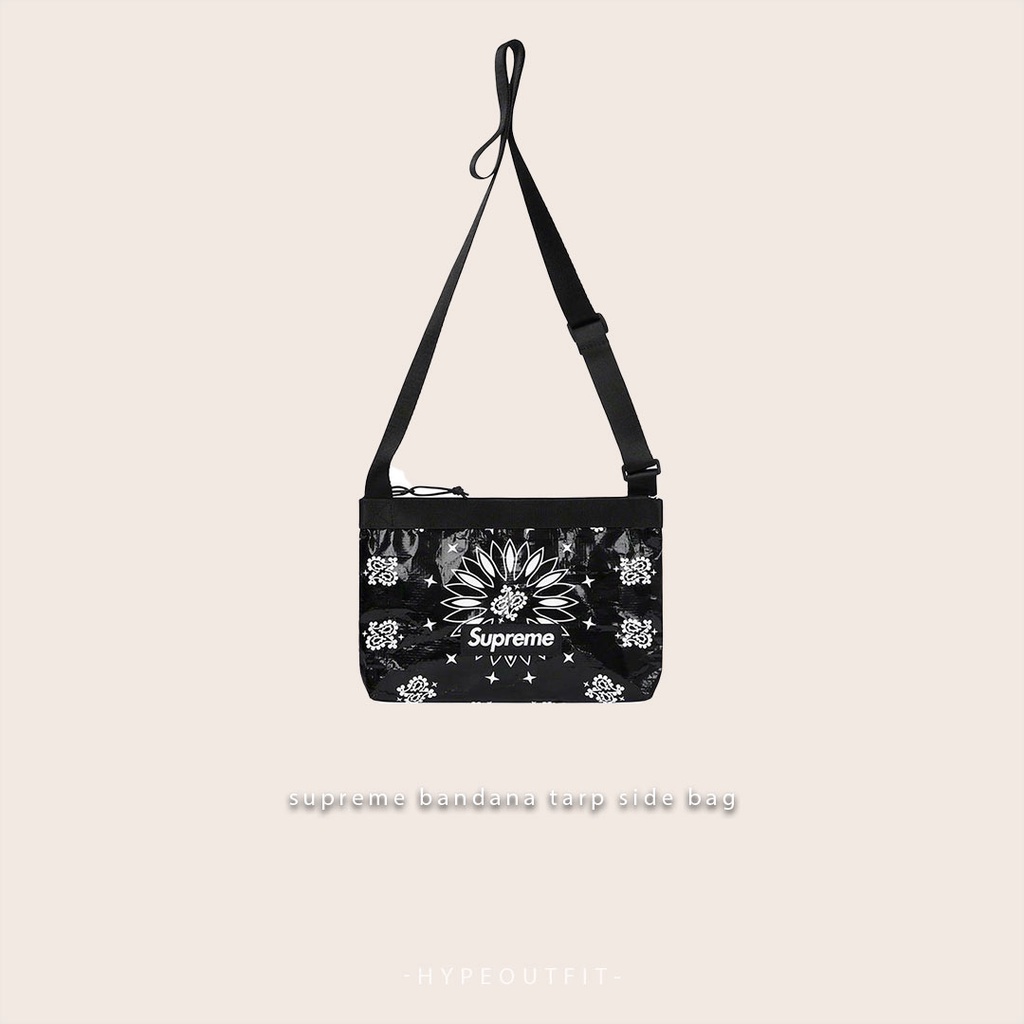 正品現貨supreme bandana tarp side bag黑色變形蟲包