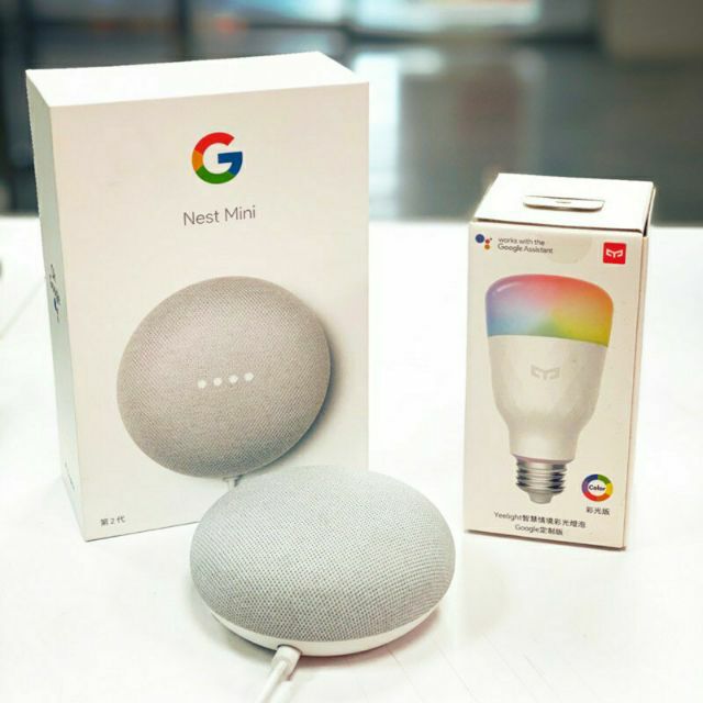 Google Nest Mini 2代 智慧家庭組合 內含智慧音箱＋智慧燈泡