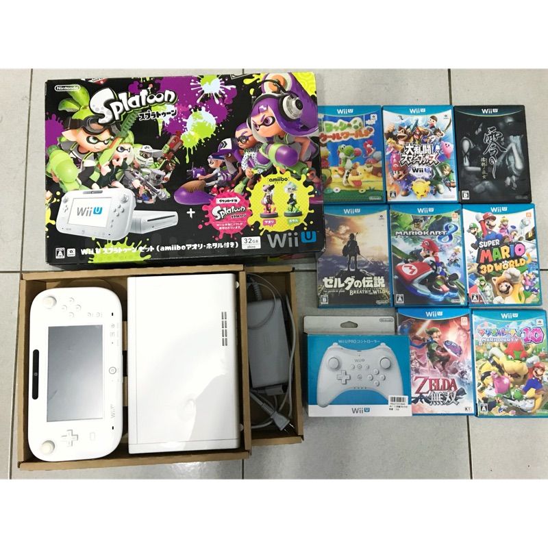 九成新任天堂wiiu Wii U 漆彈大作戰同捆包主機 原廠把手 8片遊戲片 蝦皮購物