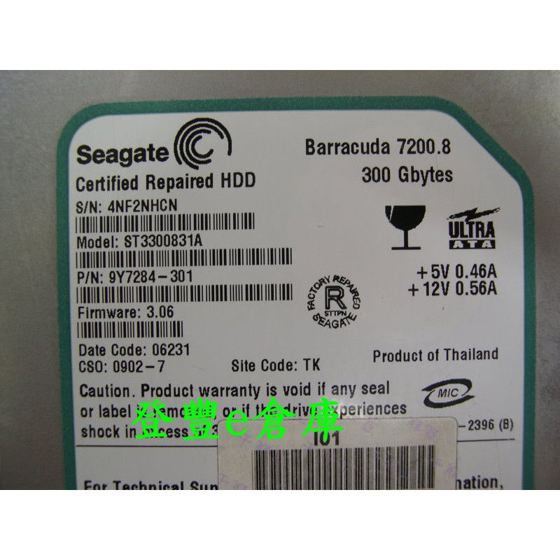 【登豐e倉庫】 YF303 Seagate ST3300831A 300G IDE 硬碟