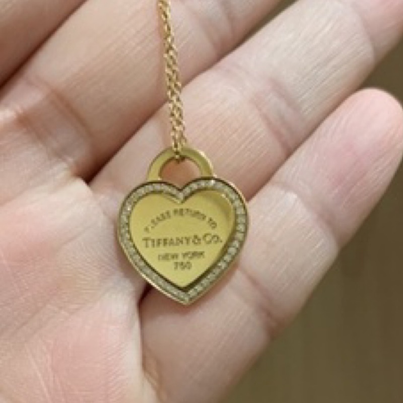 Tiffany heart  18k玫瑰金鑲鑽項鍊