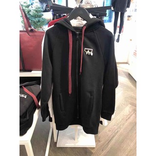 現貨🔥Karl Lagerfeld IKONIK 老佛爺圖騰黑色拉鍊連帽運動衫 Q版老佛爺頭像 連帽衛衣外套