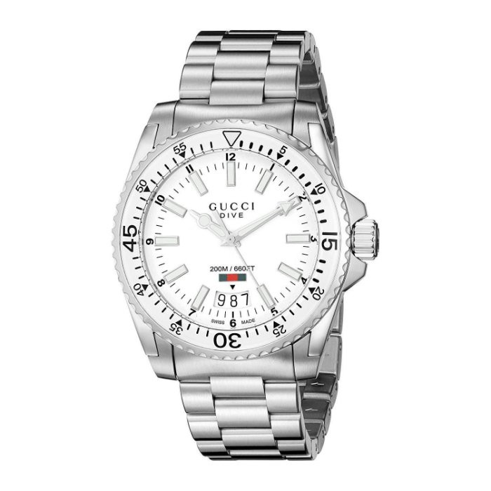 現貨全新專櫃正品gucci Ya 40mm 白面男錶黑水鬼綠水鬼gucci Dive 潛水腕錶 蝦皮購物