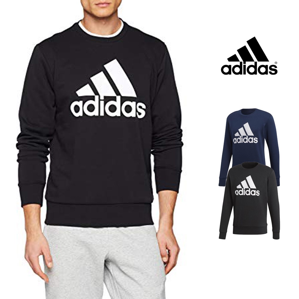 Adidas 黑/藍 大學T 衛衣 運動 休閒 素色 長袖 上衣 基本款 Logo